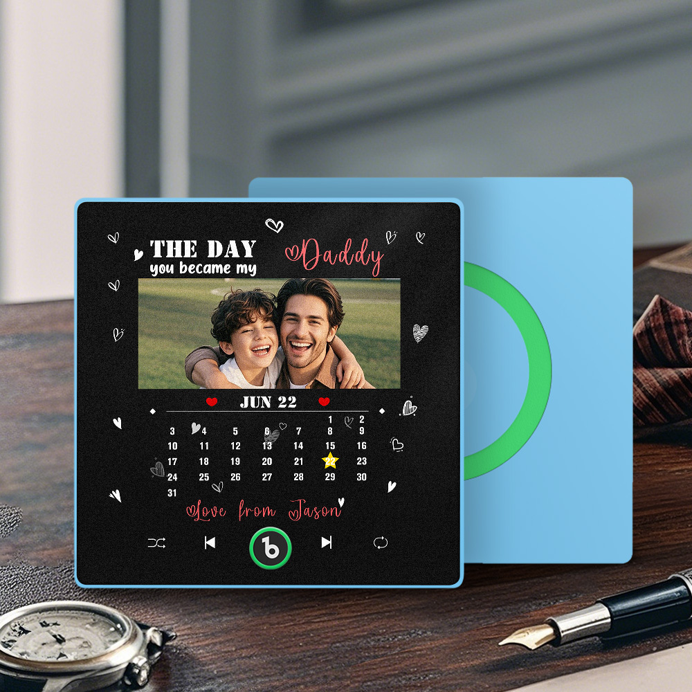The Day You Became My Daddy Personalized Photo Calendar Music Fridge Magnet Father's Day Gift