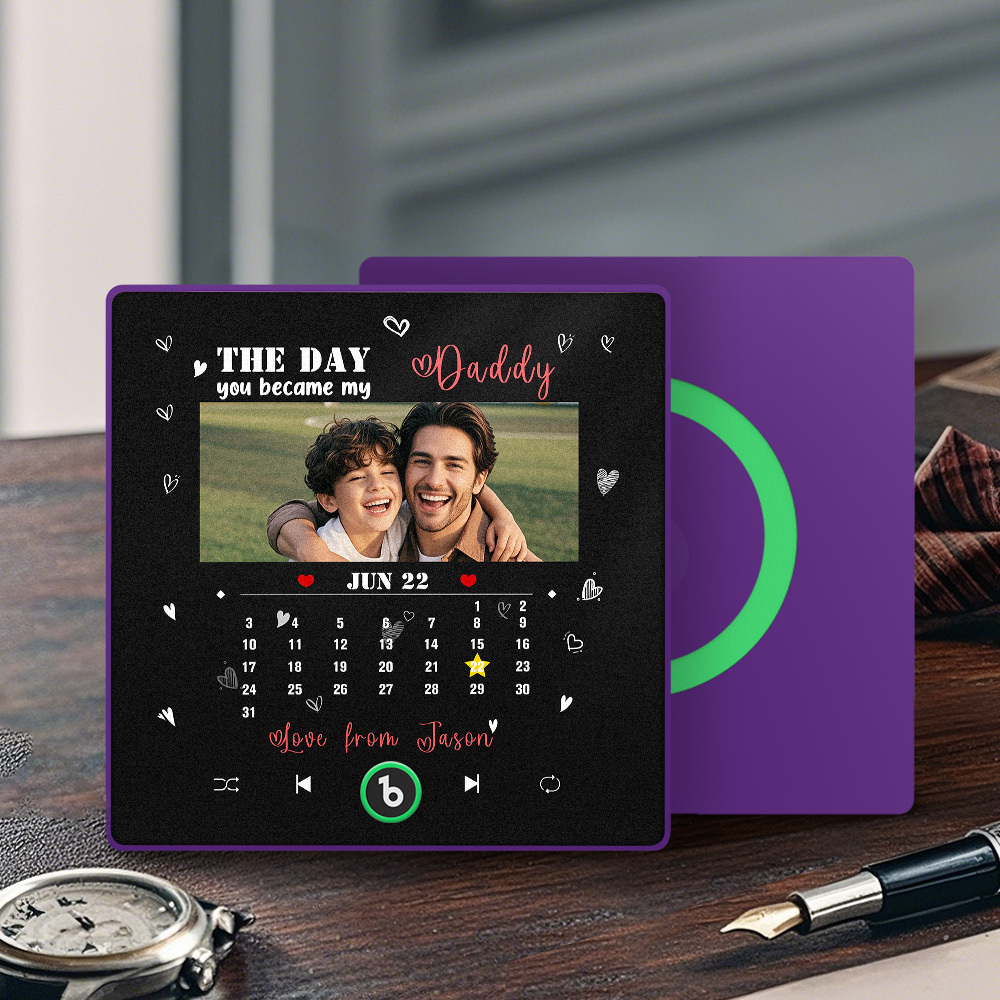 The Day You Became My Daddy Personalized Photo Calendar Music Fridge Magnet Father's Day Gift
