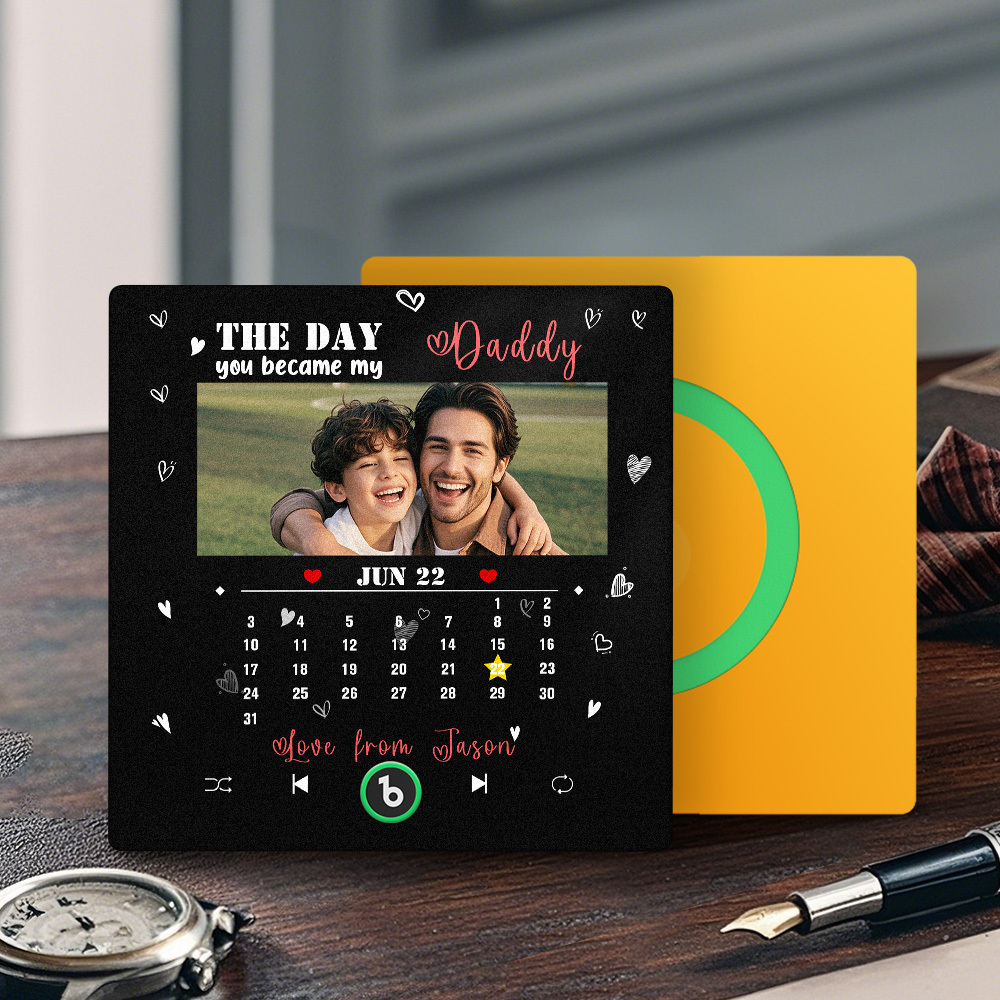 The Day You Became My Daddy Personalized Photo Calendar Music Fridge Magnet Father's Day Gift
