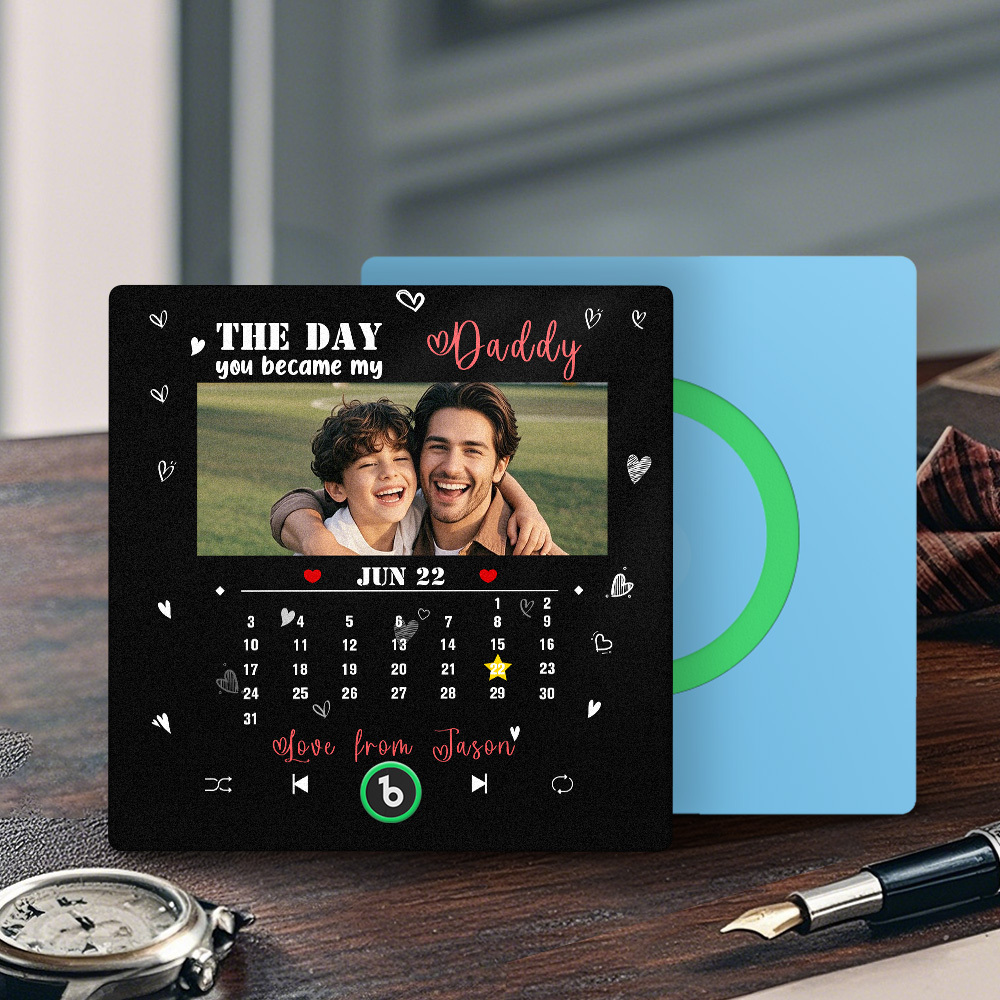 The Day You Became My Daddy Personalized Photo Calendar Music Fridge Magnet Father's Day Gift
