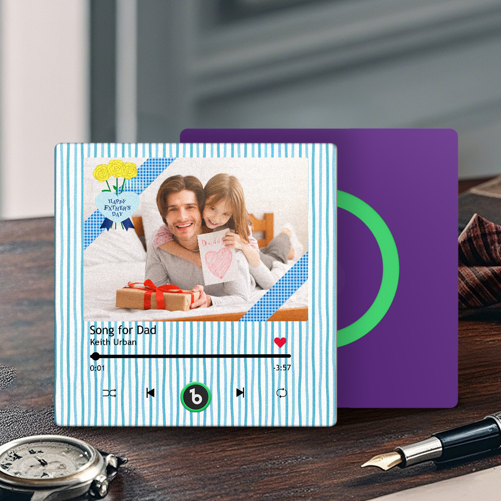 Personalized Father's Day Gift Music Fridge Magnet Happy Father's Day Custom Gift for Dad