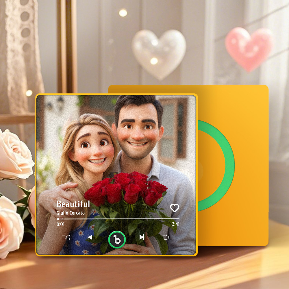 Custom Music Fridge Magnet Personalized Photo Cartoon Style Song Fridge Magnet That Can Play Songs Anniversary Gifts Birthday Gift for Couple