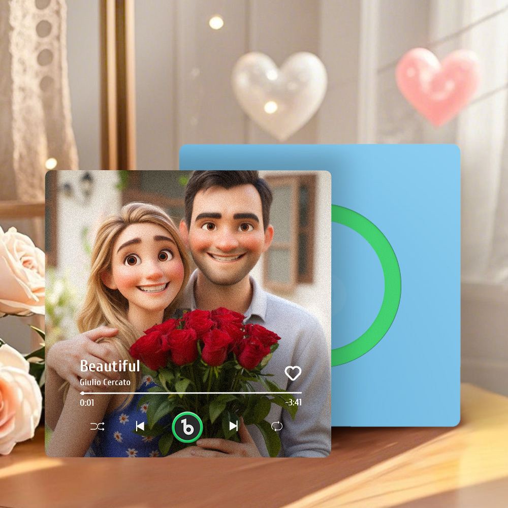 Custom Music Fridge Magnet Personalized Photo Cartoon Style Song Fridge Magnet That Can Play Songs Anniversary Gifts Birthday Gift for Couple