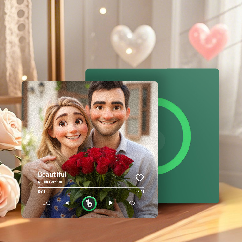 Custom Music Fridge Magnet Personalized Photo Cartoon Style Song Fridge Magnet That Can Play Songs Anniversary Gifts Birthday Gift for Couple