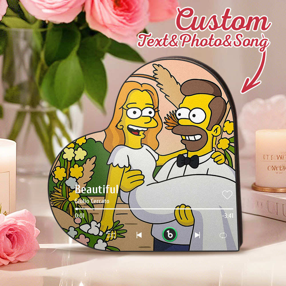 Custom Heart-Shaped Music Fridge Magnet Personalized Photo Various Cartoon Style Song Fridge Magnet That Can Play Songs Wedding Gifts Anniversary Gifts for Couple