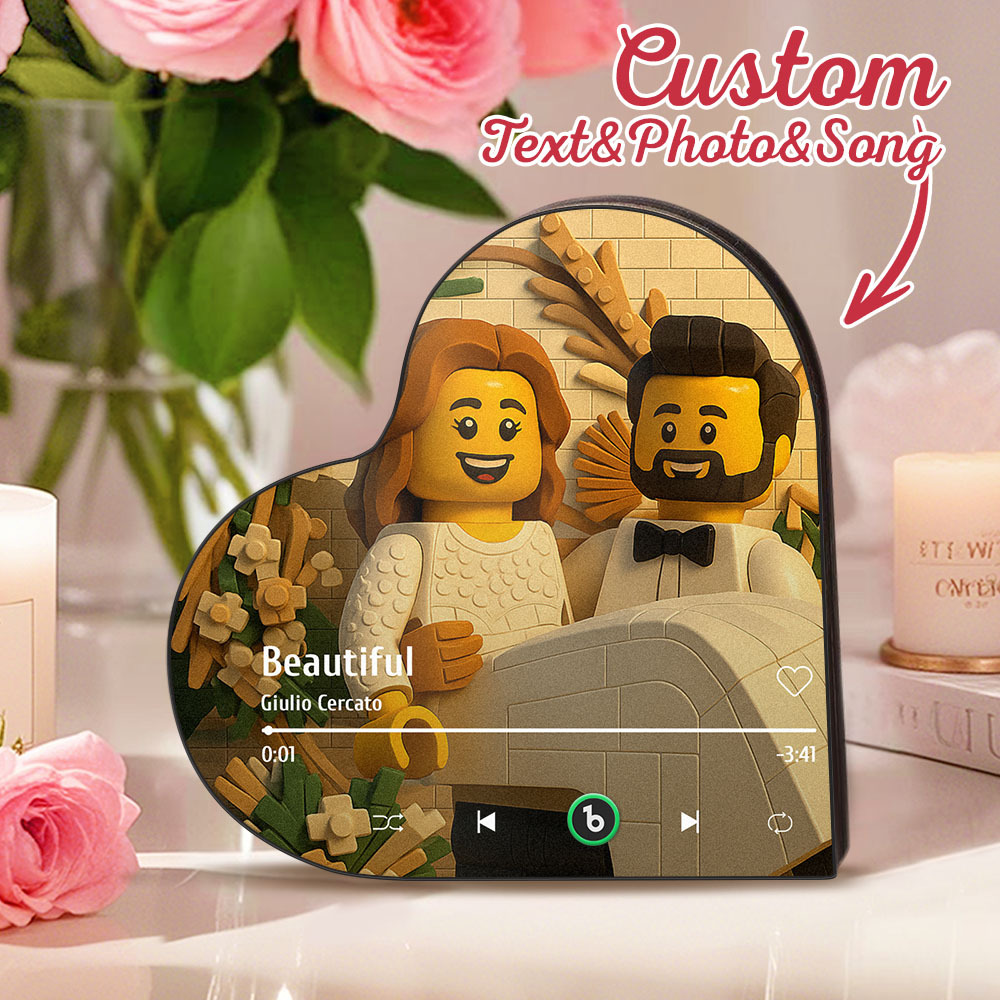 Custom Heart-Shaped Music Fridge Magnet Personalized Photo Various Cartoon Style Song Fridge Magnet That Can Play Songs Wedding Gifts Anniversary Gifts for Couple