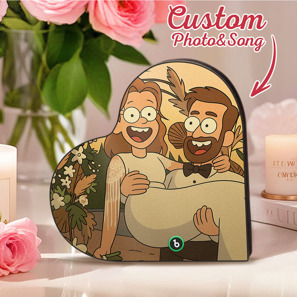 Custom Heart-Shaped Music Fridge Magnet Personalized Photo Various Cartoon Style Song Fridge Magnet That Can Play Songs Wedding Gifts Anniversary Gifts for Couple