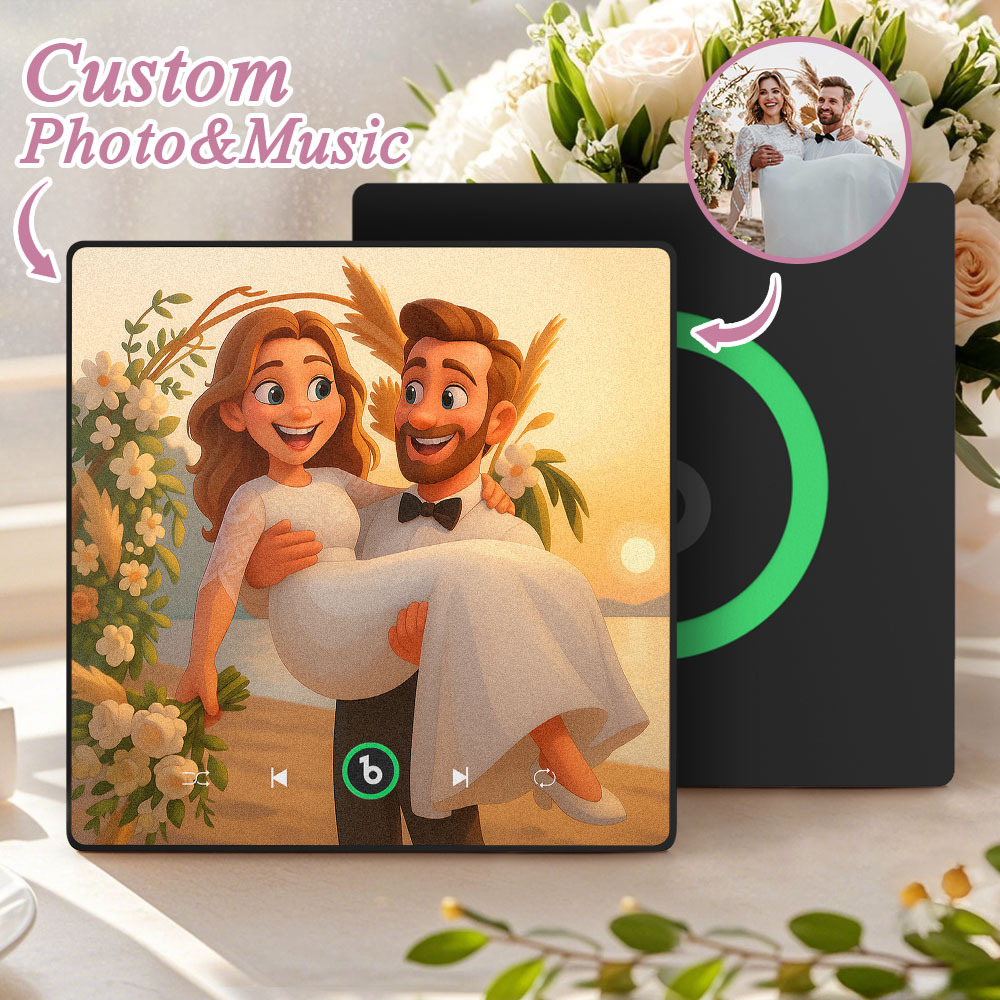 Custom Music Fridge Magnet Personalized Photo Various Cartoon Style Song Magnet That Can Play Songs Wedding Gifts Anniversary Gifts for Couple