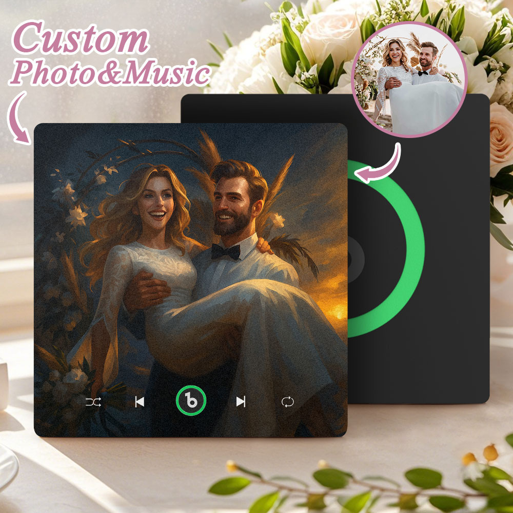 Custom Music Fridge Magnet Personalized Photo Various Cartoon Style Song Magnet That Can Play Songs Wedding Gifts Anniversary Gifts for Couple