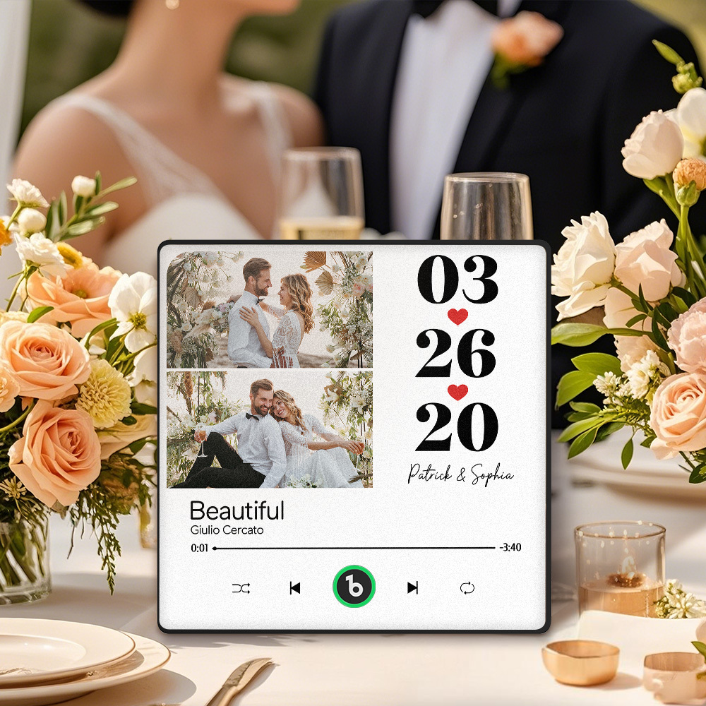 Custom Music Fridge Magnet Personalized 2 Photos Song Magnet That Can Play Songs Wedding Gifts Anniversary Gifts for Couple