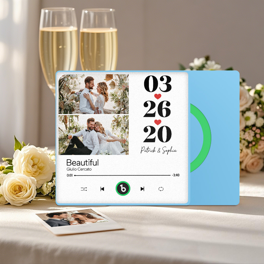 Custom Music Fridge Magnet Personalized 2 Photos Song Magnet That Can Play Songs Wedding Gifts Anniversary Gifts for Couple