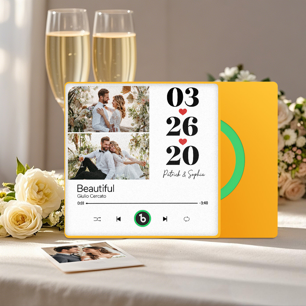 Custom Music Fridge Magnet Personalized 2 Photos Song Magnet That Can Play Songs Wedding Gifts Anniversary Gifts for Couple