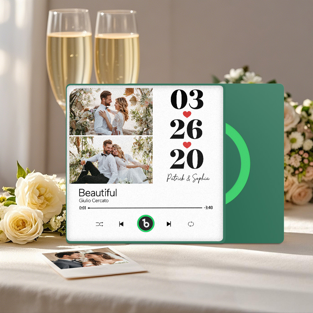 Custom Music Fridge Magnet Personalized 2 Photos Song Magnet That Can Play Songs Wedding Gifts Anniversary Gifts for Couple