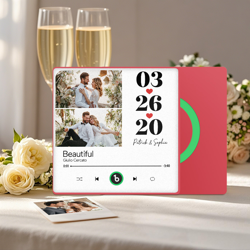 Custom Music Fridge Magnet Personalized 2 Photos Song Magnet That Can Play Songs Wedding Gifts Anniversary Gifts for Couple