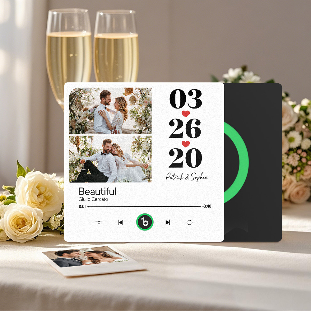 Custom Music Fridge Magnet Personalized 2 Photos Song Magnet That Can Play Songs Wedding Gifts Anniversary Gifts for Couple