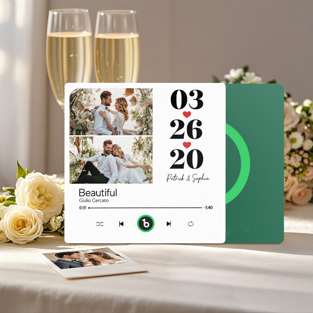 Custom Music Fridge Magnet Personalized 2 Photos Song Magnet That Can Play Songs Wedding Gifts Anniversary Gifts for Couple