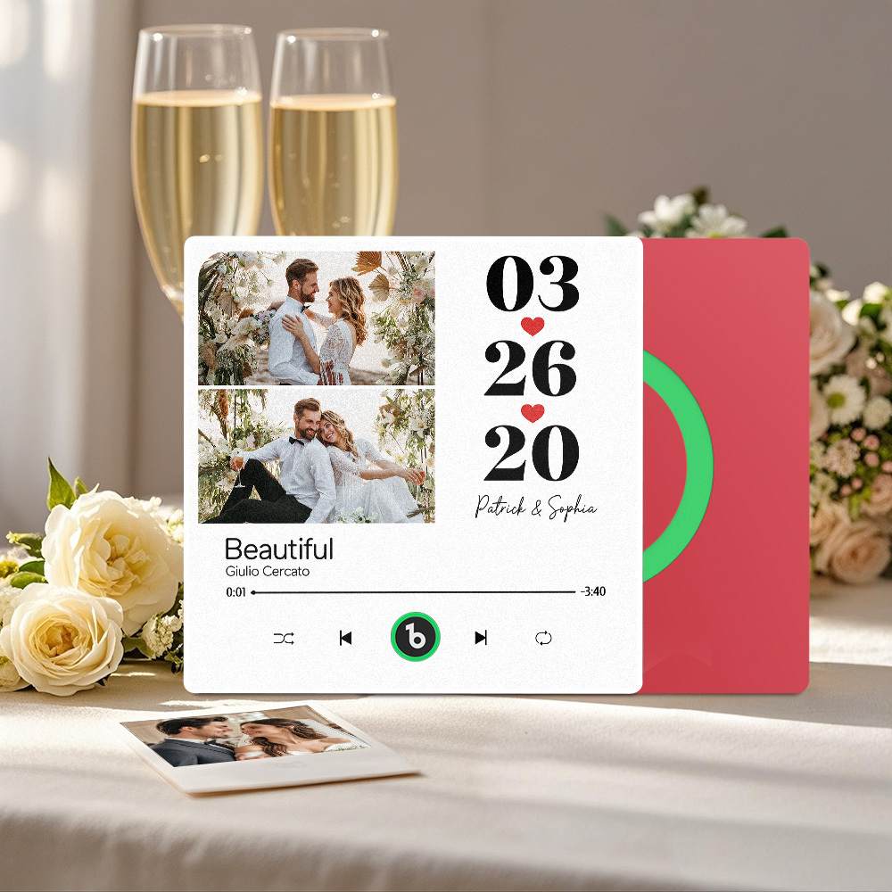 Custom Music Fridge Magnet Personalized 2 Photos Song Magnet That Can Play Songs Wedding Gifts Anniversary Gifts for Couple