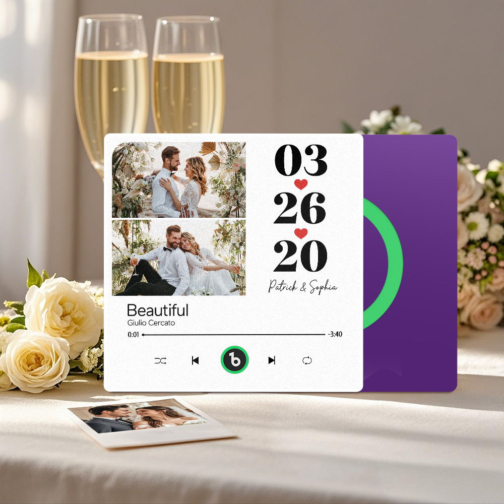 Custom Music Fridge Magnet Personalized 2 Photos Song Magnet That Can Play Songs Wedding Gifts Anniversary Gifts for Couple