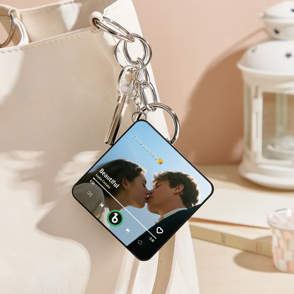 Custom Music Gift Mini Fridge Magnet Keychain Custom Photo Music Box Play Song Valentine Gift For Her Photo Music Magnet Keychain Anniversary Gifts for Her