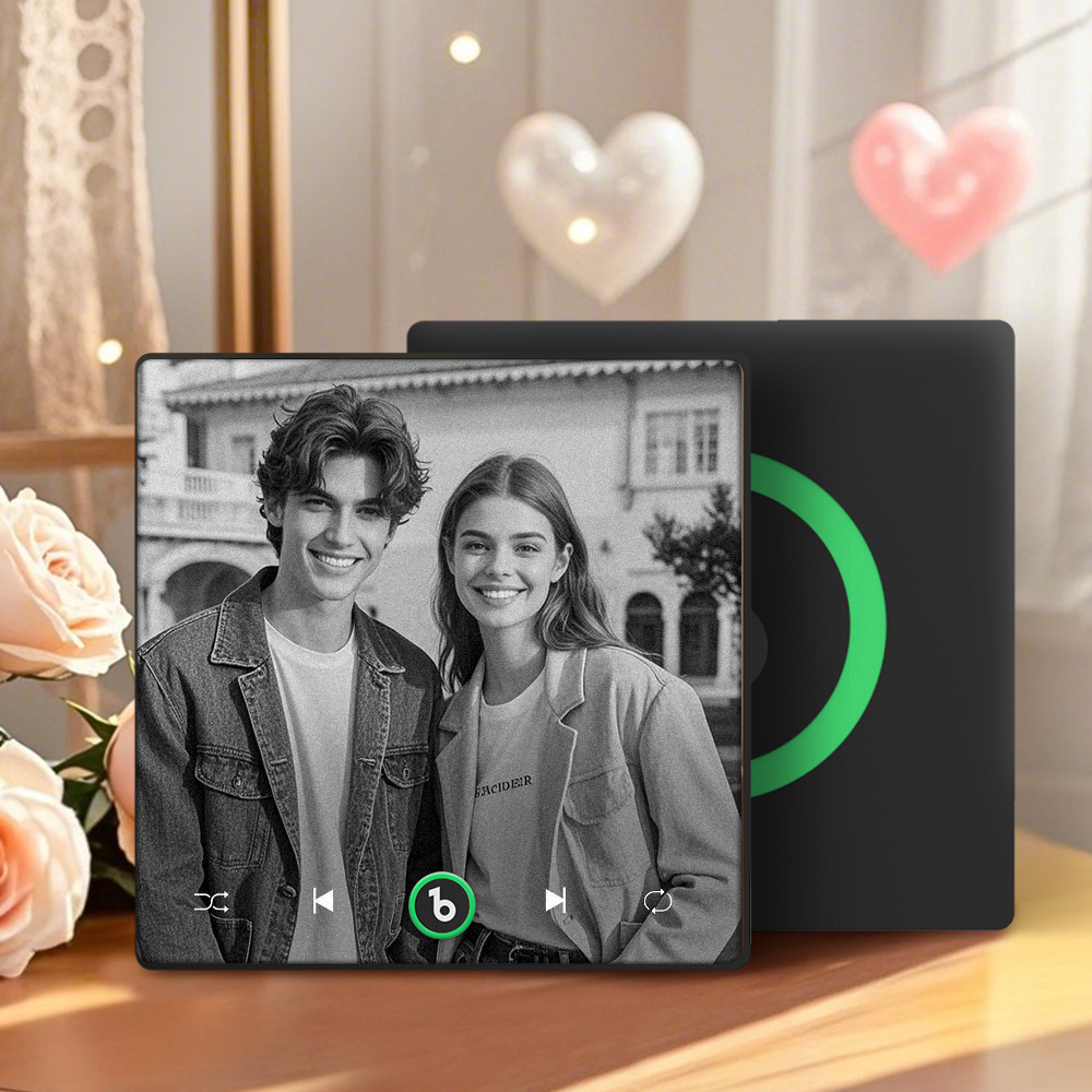 Custom Music Personalized Black & White Photo Fridge Magnet Supports Bluetooth Connectivity Custom Music Fridge Magnet Couple Gift Singing Refrigerator Magnet Wedding Gift for Him