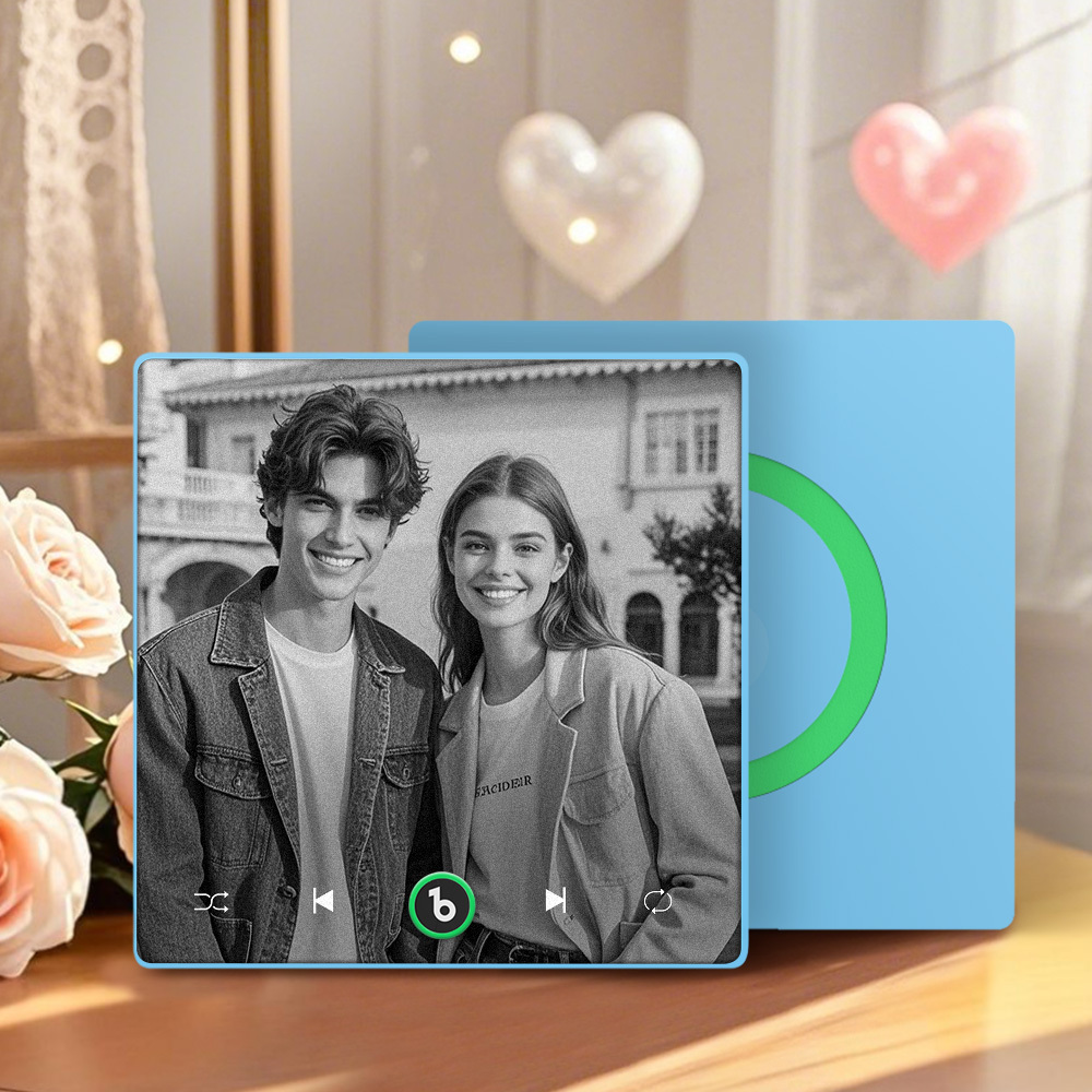 Custom Music Personalized Black & White Photo Fridge Magnet Supports Bluetooth Connectivity Custom Music Fridge Magnet Couple Gift Singing Refrigerator Magnet Wedding Gift for Him