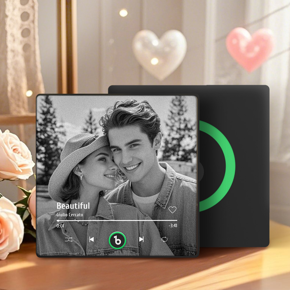 Custom Music Photo Fridge Magnet Personalized  Black & White Photo Music Fridge Magnet That Can Play Music Without Cellphone Supports Bluetooth Connectivity Wedding Gift for Her