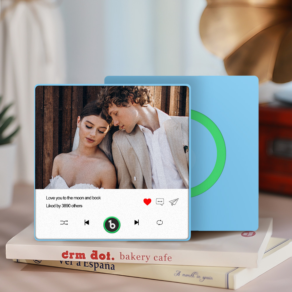 Custom Photo and Text Music Fridge Magnet with Colorful Frame Music Wall Photo Sticker Music Movement That Can Be Played - soufeelus