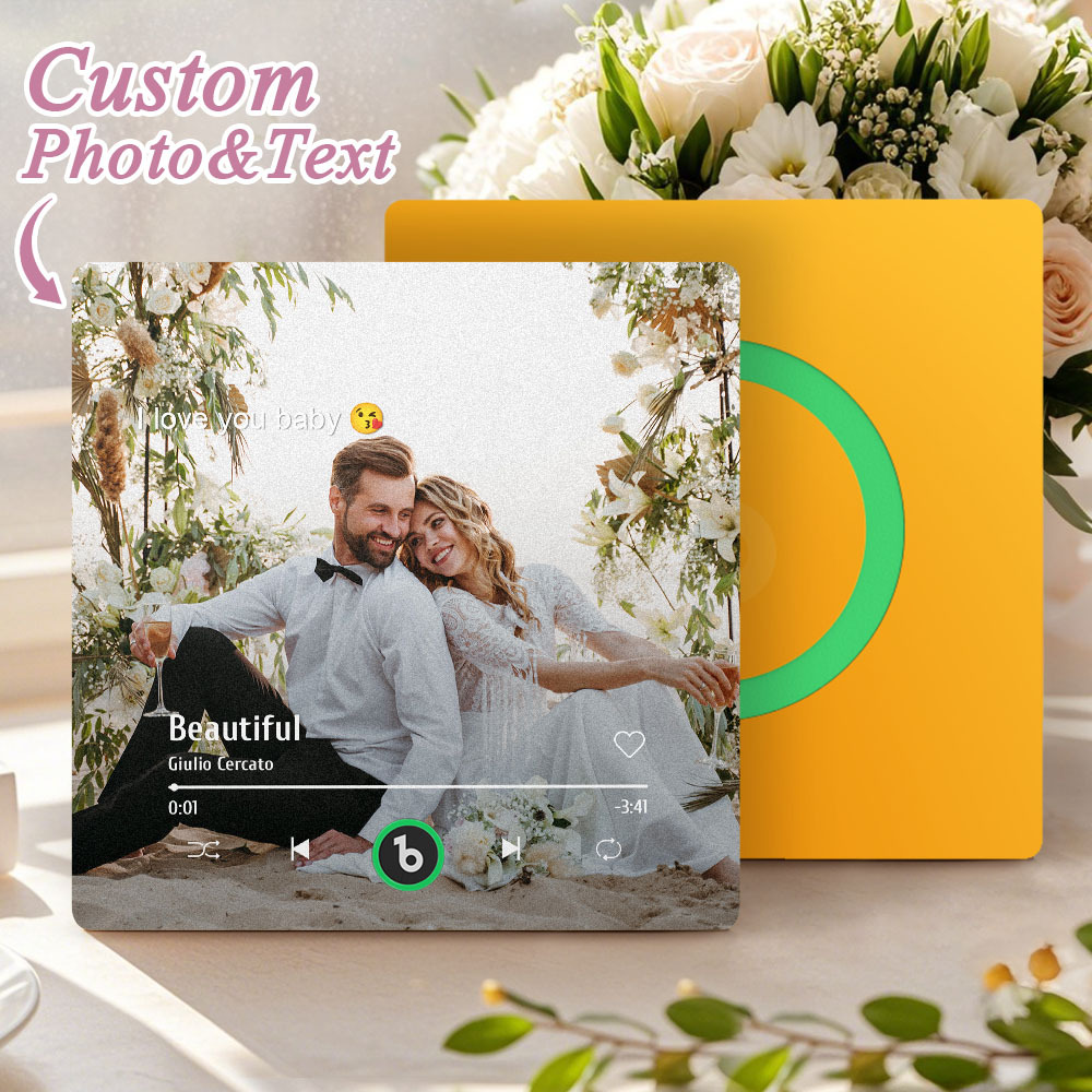 Custom Music Gift Fridge Magnet Custom Photo Music Box Music Box Play Song Photo Music Magnet Wedding Gifts