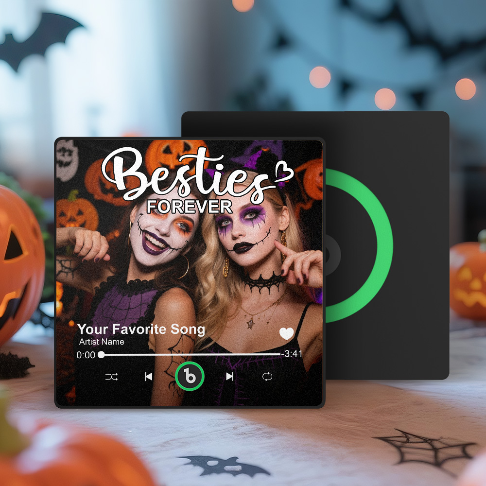 Personalized Music Fridge Magnet Custom Besties Forever Song Magnet Heartfelt Halloween Gift For Best Friends