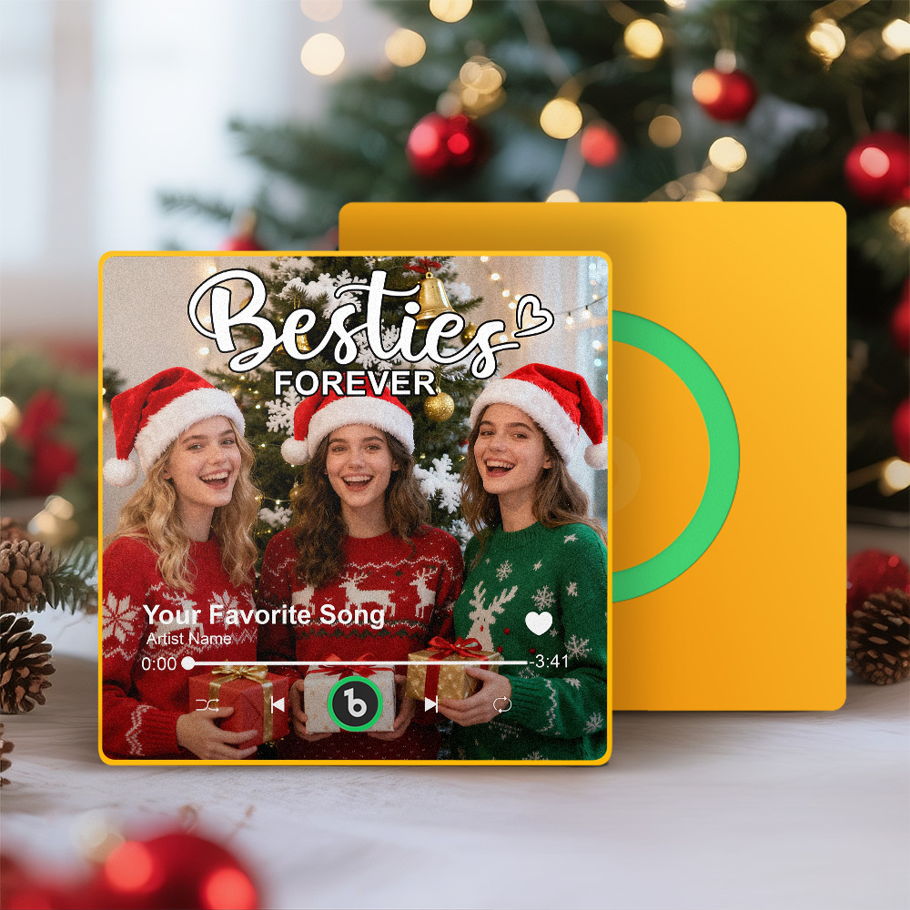 Personalized Music Fridge Magnet Custom Besties Forever Song Magnet Heartfelt Christmas Gift For Best Friends