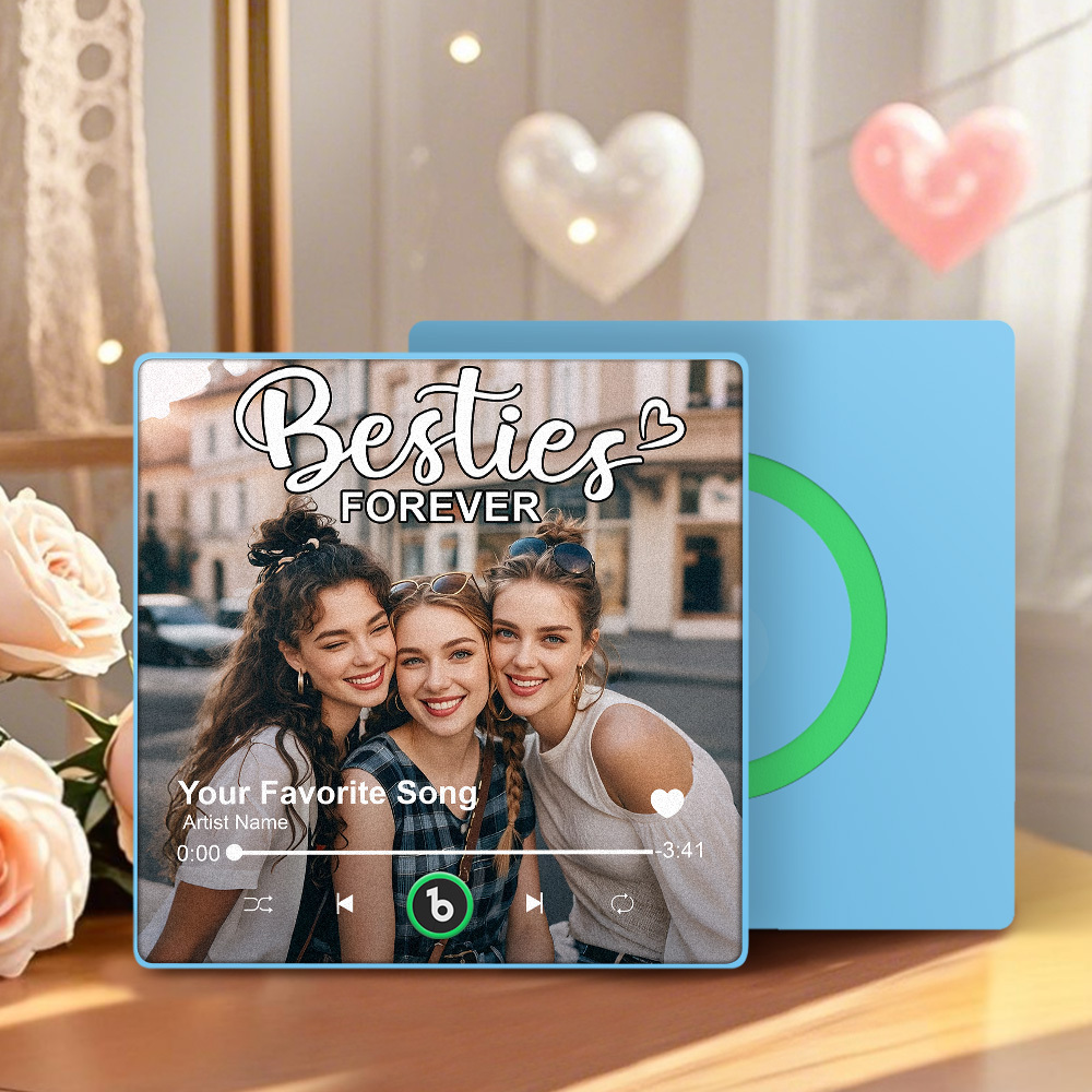 Personalized Music Fridge Magnet Custom Besties Forever Song Magnet Heartfelt Gift For Best Friends