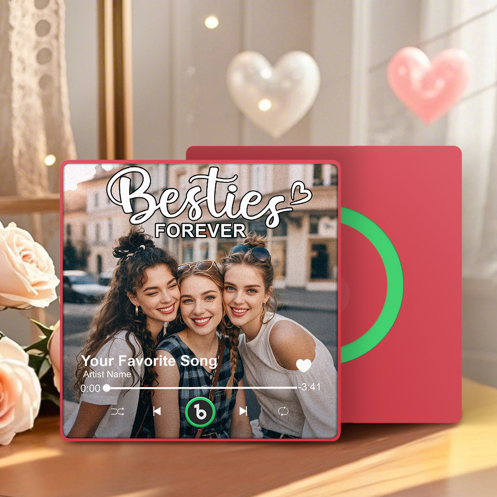 Personalized Music Fridge Magnet Custom Besties Forever Song Magnet Heartfelt Gift For Best Friends