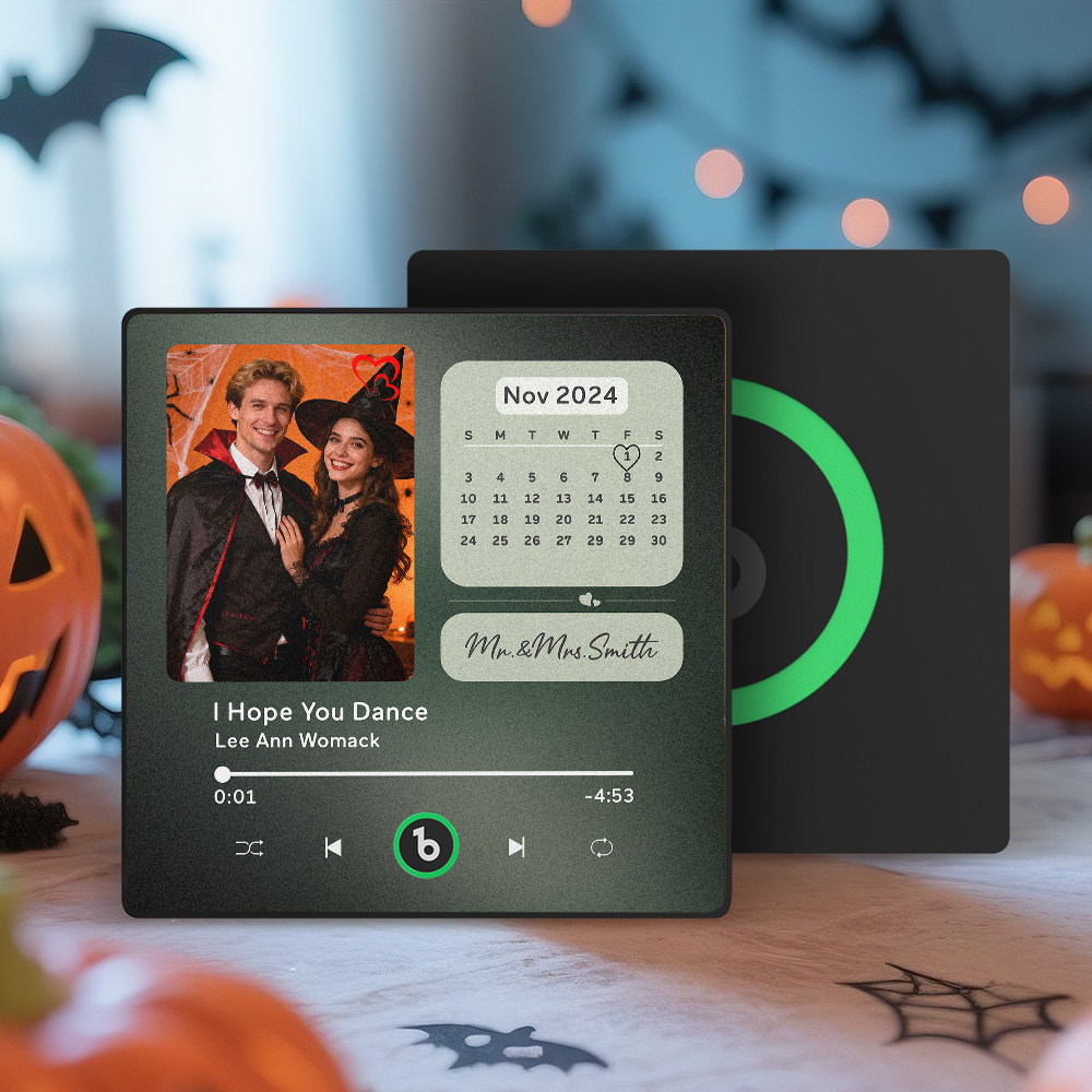 Custom Music Fridge Magnet Personalized Photo Calendar Fridge Magnet With Music That Can Play Song Calendar Gifts Halloween Gifts for Couple