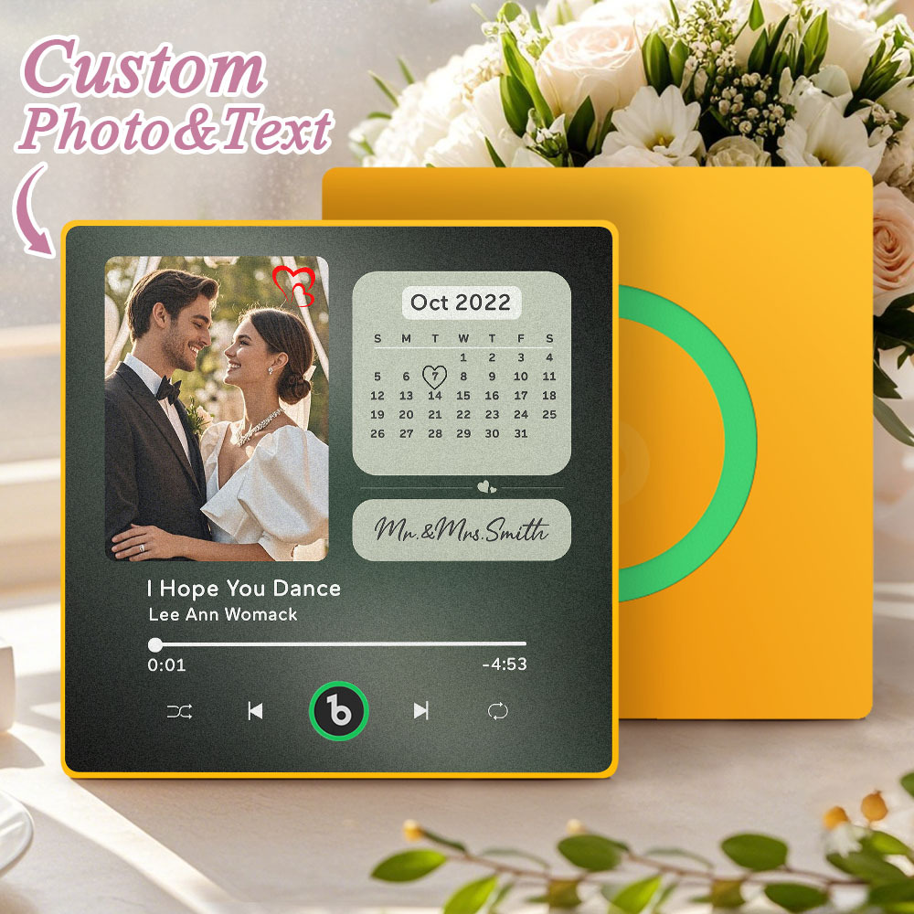 Custom Music Fridge Magnet Personalized Photo Calendar Fridge Magnet With Music That Can Play Song Calendar Gifts Wedding Gifts for Couple