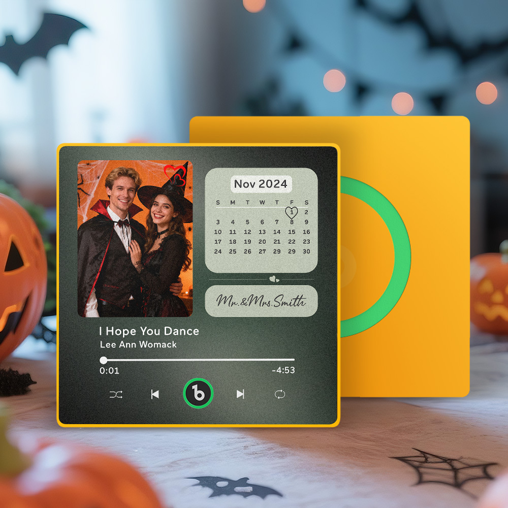 Custom Music Fridge Magnet Personalized Photo Calendar Fridge Magnet With Music That Can Play Song Calendar Gifts Halloween Gifts for Couple