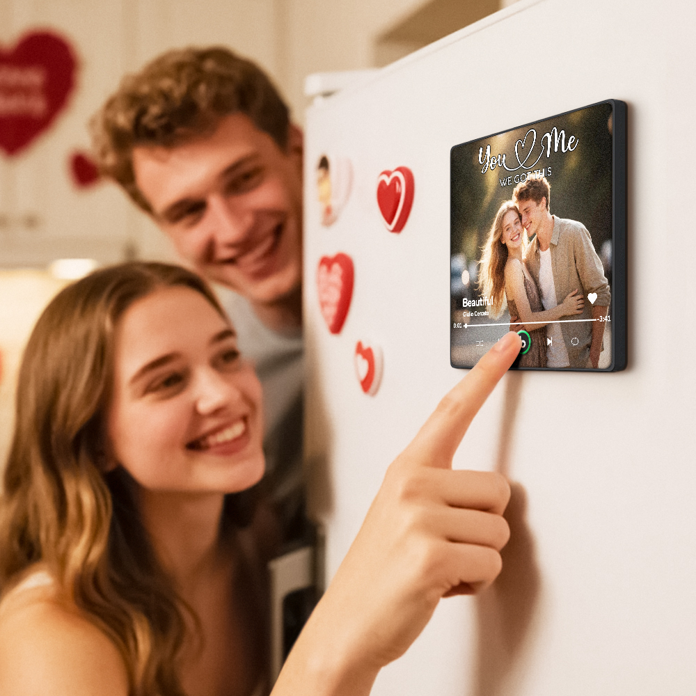 Personalized Music Fridge Magnet Couple Together Upload Photo Song Magnet Gifts for Couple
