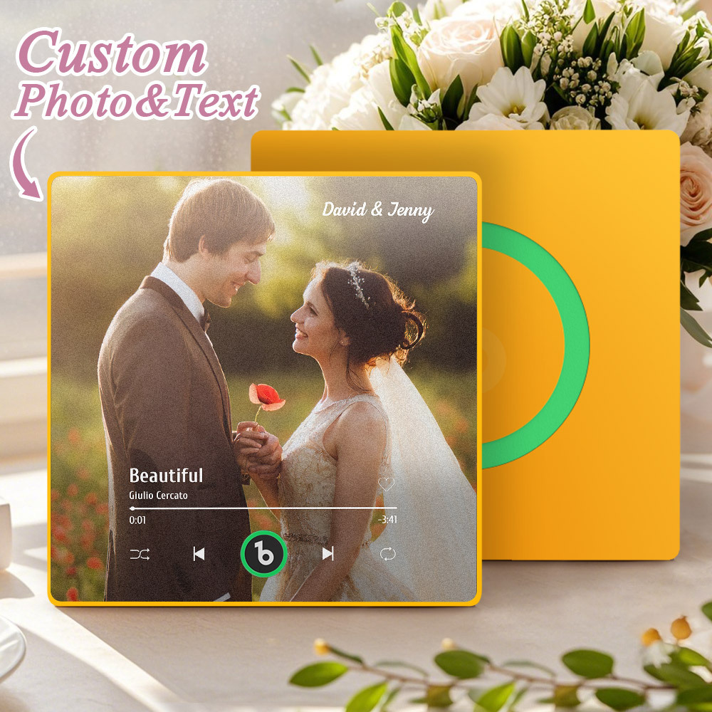 Custom Music Fridge Magnet Custom Colorful Frame Album Fridge Magnet Music Wall Photo Sticker Song Magnets That Can Play Music Wedding Gifts