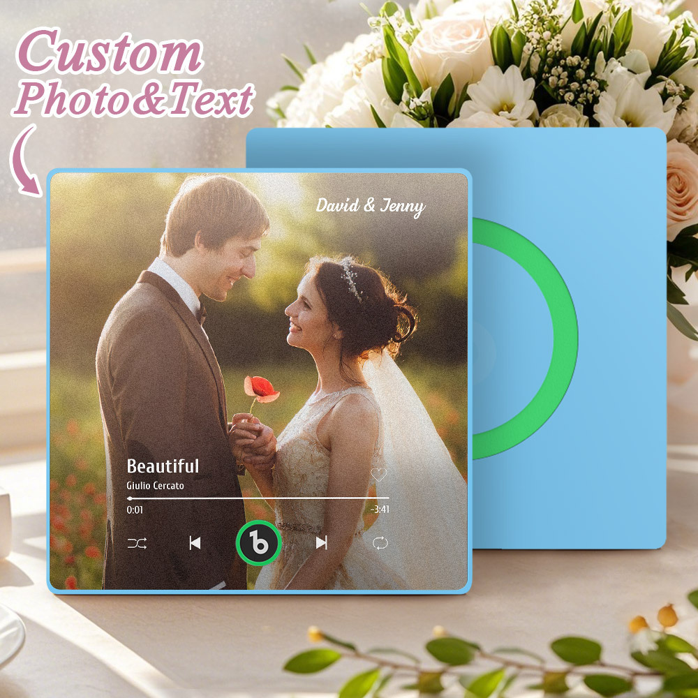 Custom Music Fridge Magnet Custom Colorful Frame Album Fridge Magnet Music Wall Photo Sticker Song Magnets That Can Play Music Wedding Gifts