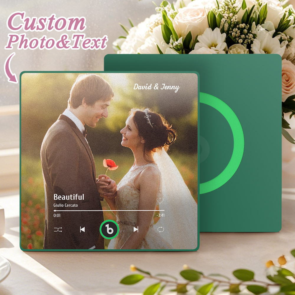 Custom Music Fridge Magnet Custom Colorful Frame Album Fridge Magnet Music Wall Photo Sticker Song Magnets That Can Play Music Wedding Gifts