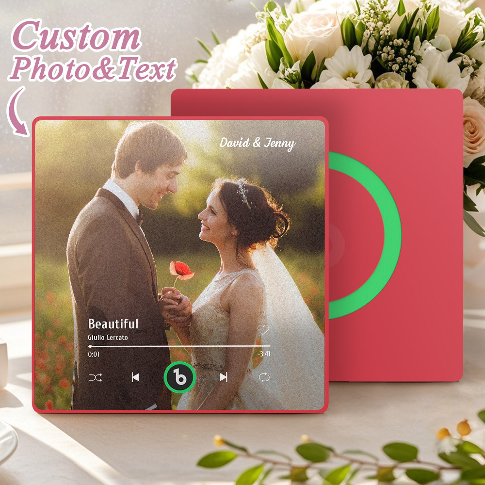 Custom Music Fridge Magnet Custom Colorful Frame Album Fridge Magnet Music Wall Photo Sticker Song Magnets That Can Play Music Wedding Gifts