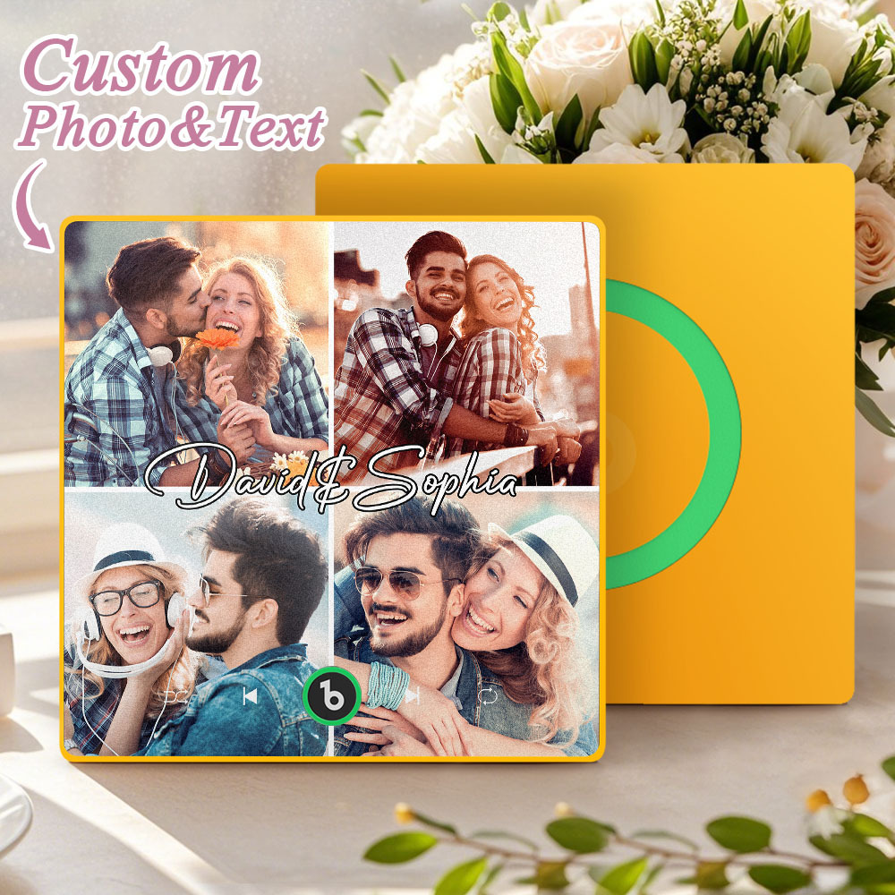 Custom Music Fridge Magnet Personalized Gift with Recordable Voice Photo Unique Anniversary Wedding Christmas Present for Her Him Couples