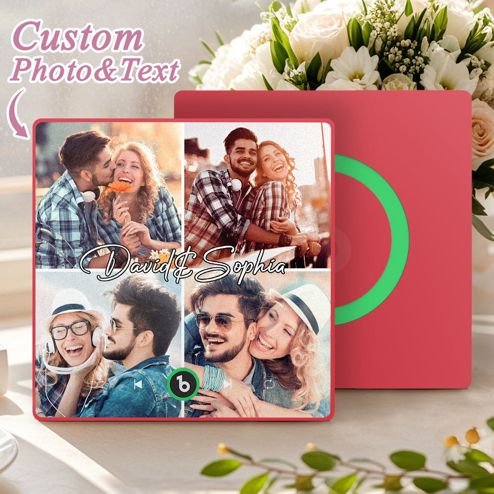 Custom Music Fridge Magnet Personalized Gift with Recordable Voice Photo Unique Anniversary Wedding Christmas Present for Her Him Couples