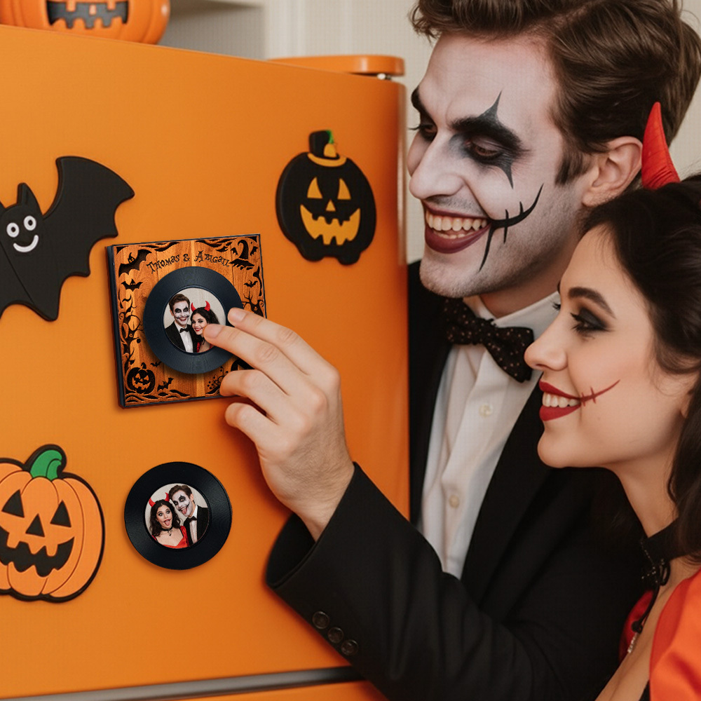 Personalized Music Fridge Magnet Custom Music & Photo Fridge Magnet Vintage Photo Song That Can Play Music Halloween Gifts for Her