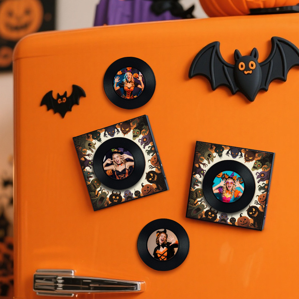 Personalized Halloween Music Fridge Magnet Custom Music & Photo Fridge Magnet Vintage Photo Song That Can Play Music Halloween Gifts for Her