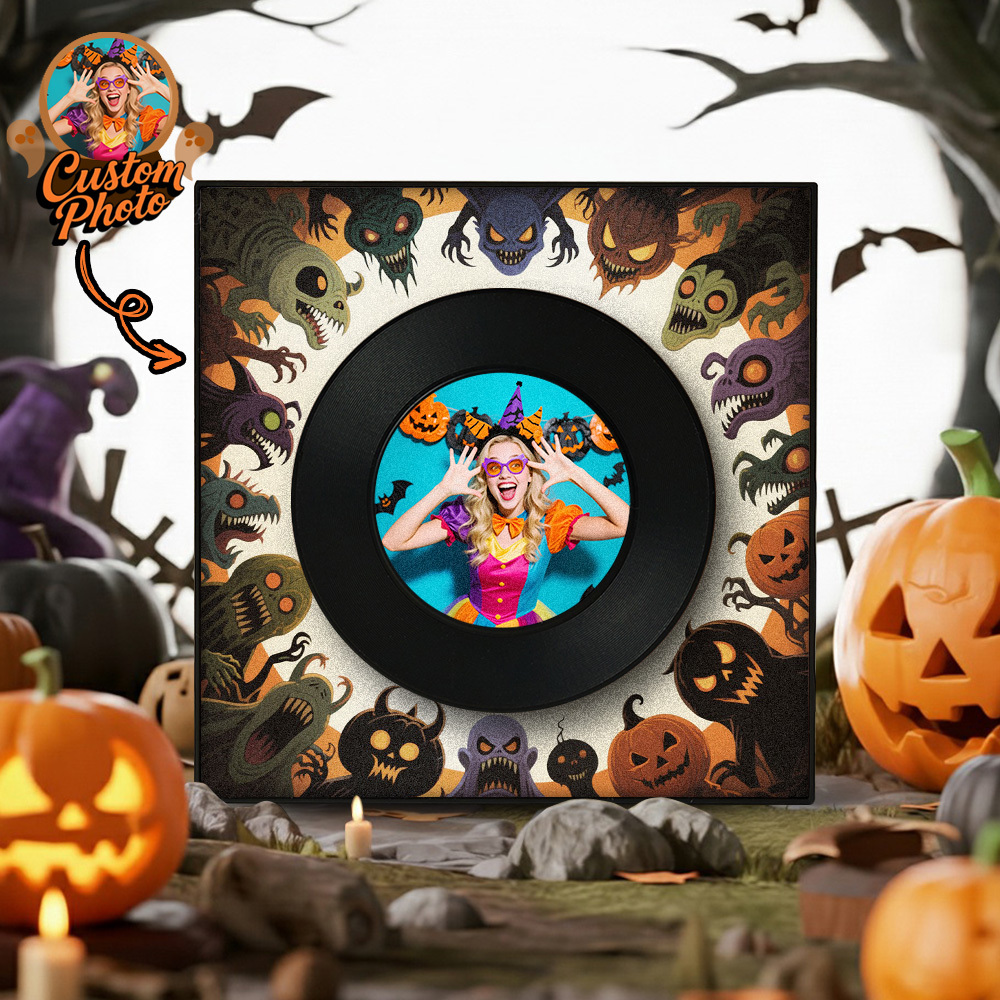 Personalized Halloween Music Fridge Magnet Custom Music & Photo Fridge Magnet Vintage Photo Song That Can Play Music Halloween Gifts for Her