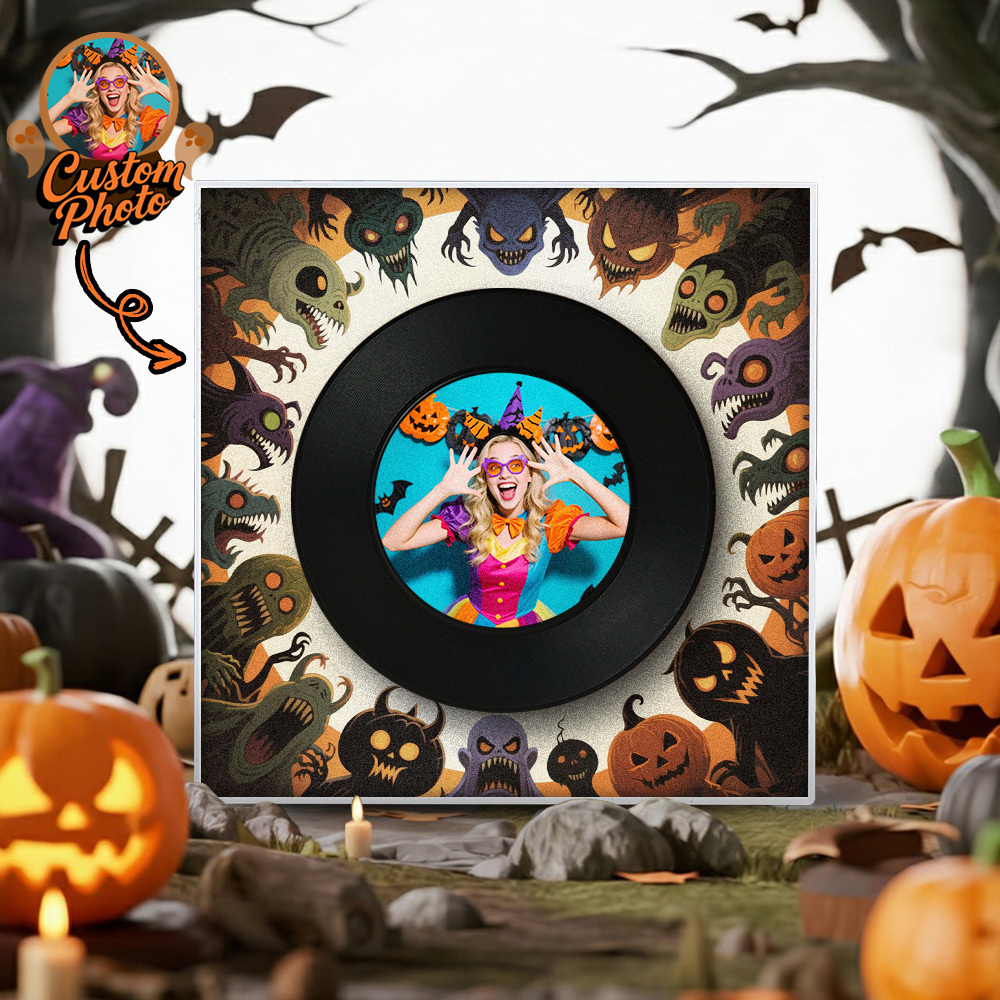 Personalized Halloween Music Fridge Magnet Custom Music & Photo Fridge Magnet Vintage Photo Song That Can Play Music Halloween Gifts for Her