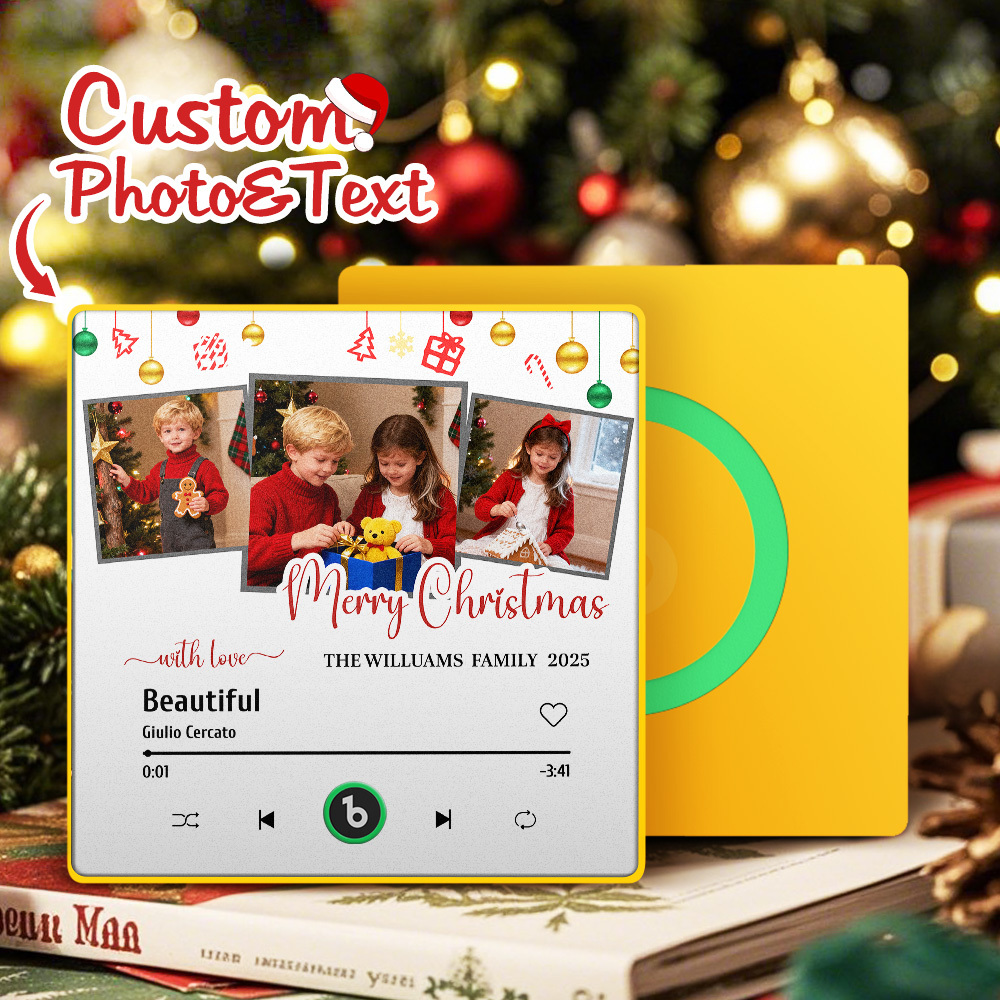 Custom Music Fridge Magnet Colorful Frame Photo and Text Fridge Magnet Gift for Christmas - Fridgebeats