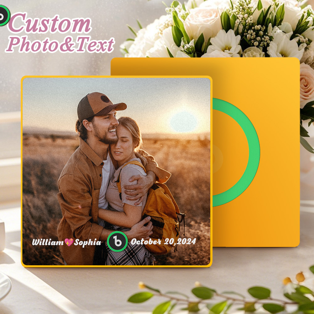Custom Music Fridge Magnet Personalized Gift with Recordable Voice Photo Unique Anniversary Wedding Christmas Present for Her Him Couples