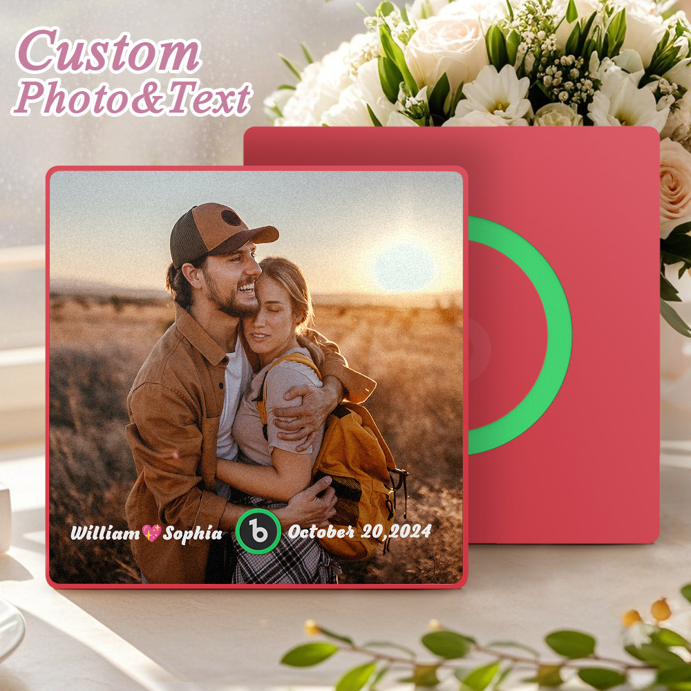 Custom Music Fridge Magnet Personalized Gift with Recordable Voice Photo Unique Anniversary Wedding Christmas Present for Her Him Couples