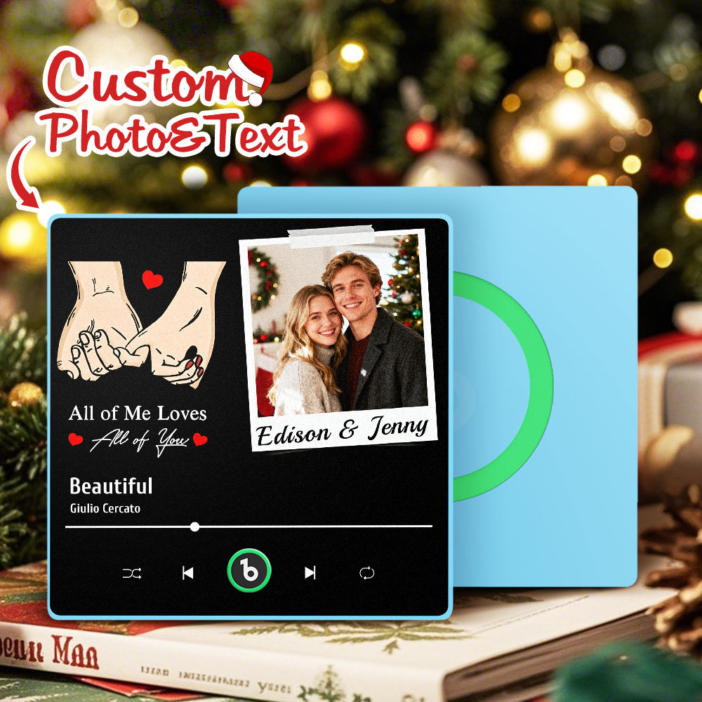 Personalized Picture Music Fridge Magnet Best Gift for Couple "All Of Me Loves All Of You"